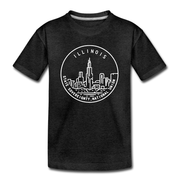 Illinois Toddler T-Shirt - State Design Illinois Toddler Tee - charcoal gray