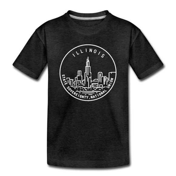 Illinois Toddler T-Shirt - State Design Illinois Toddler Tee - charcoal gray