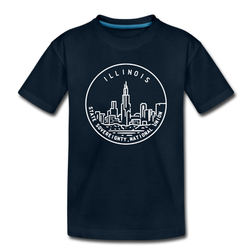 Illinois Toddler T-Shirt - State Design Illinois Toddler Tee - deep navy