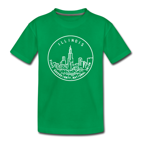 Illinois Toddler T-Shirt - State Design Illinois Toddler Tee - kelly green