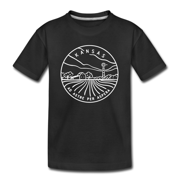 Kansas Toddler T-Shirt - State Design Kansas Toddler Tee - black