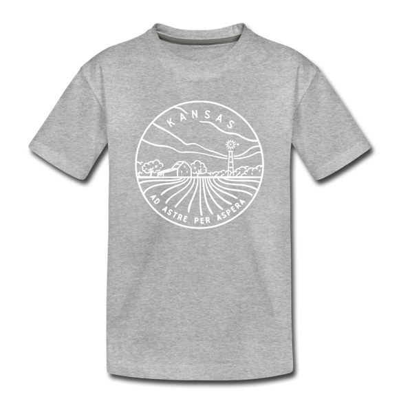 Kansas Toddler T-Shirt - State Design Kansas Toddler Tee - heather gray