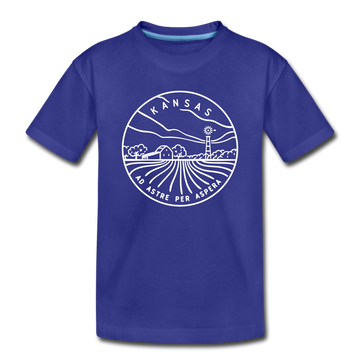 Kansas Toddler T-Shirt - State Design Kansas Toddler Tee - royal blue