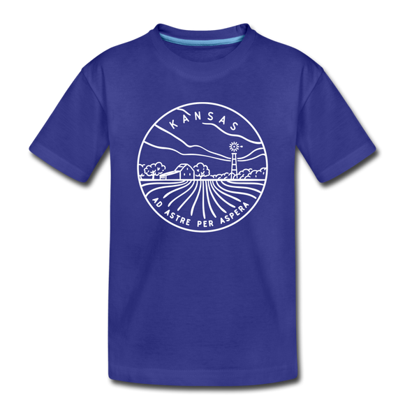 Kansas Toddler T-Shirt - State Design Kansas Toddler Tee - royal blue