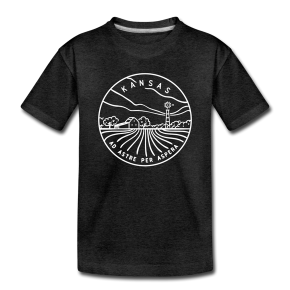Kansas Toddler T-Shirt - State Design Kansas Toddler Tee - charcoal gray