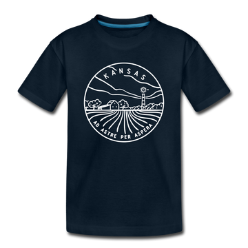 Kansas Toddler T-Shirt - State Design Kansas Toddler Tee - deep navy