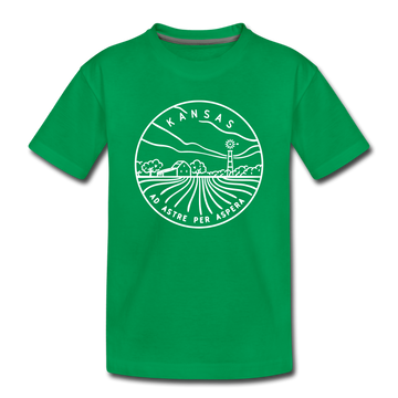 Kansas Toddler T-Shirt - State Design Kansas Toddler Tee - kelly green
