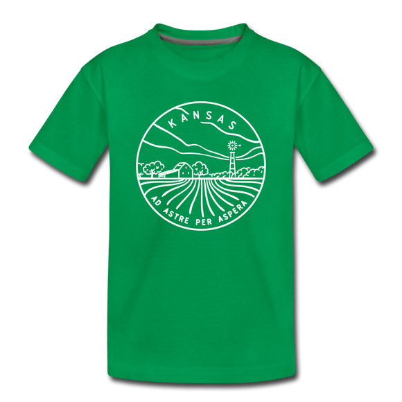Kansas Toddler T-Shirt - State Design Kansas Toddler Tee - kelly green