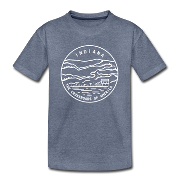 Indiana Toddler T-Shirt - State Design Indiana Toddler Tee - heather blue