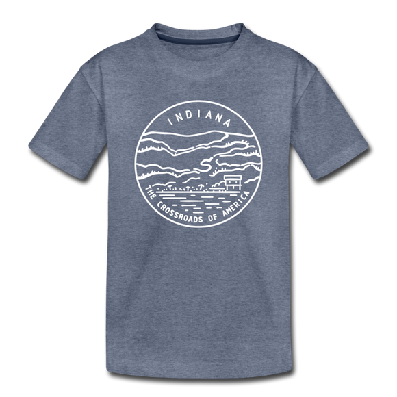 Indiana Toddler T-Shirt - State Design Indiana Toddler Tee - heather blue