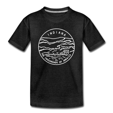 Indiana Toddler T-Shirt - State Design Indiana Toddler Tee - charcoal gray