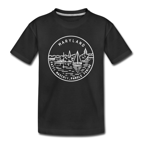 Maryland Toddler T-Shirt - State Design Maryland Toddler Tee - black