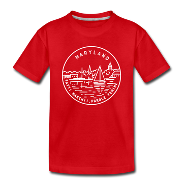 Maryland Toddler T-Shirt - State Design Maryland Toddler Tee - red