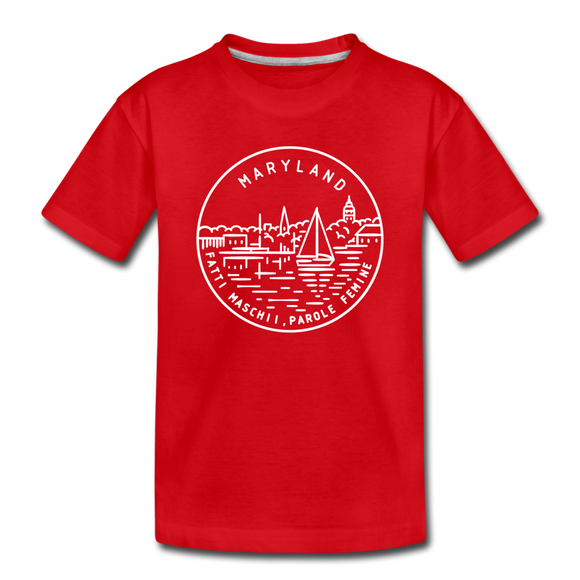 Maryland Toddler T-Shirt - State Design Maryland Toddler Tee - red