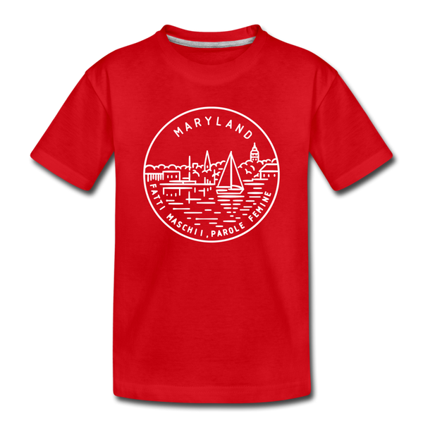 Maryland Toddler T-Shirt - State Design Maryland Toddler Tee - red