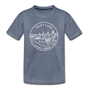 Maryland Toddler T-Shirt - State Design Maryland Toddler Tee - heather blue