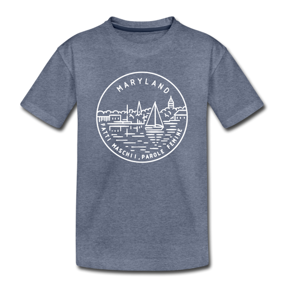 Maryland Toddler T-Shirt - State Design Maryland Toddler Tee - heather blue