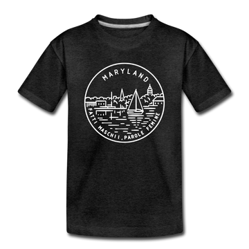 Maryland Toddler T-Shirt - State Design Maryland Toddler Tee - charcoal gray
