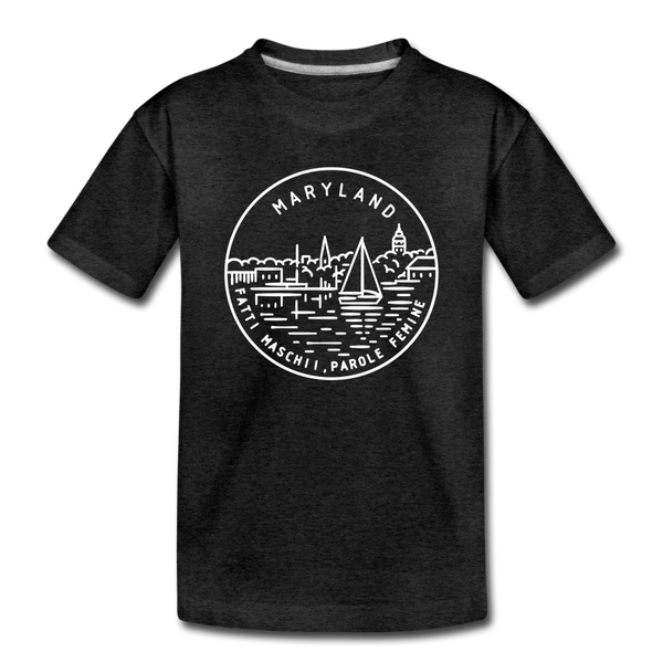 Maryland Toddler T-Shirt - State Design Maryland Toddler Tee - charcoal gray