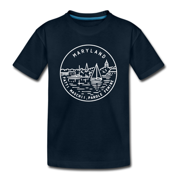 Maryland Toddler T-Shirt - State Design Maryland Toddler Tee - deep navy