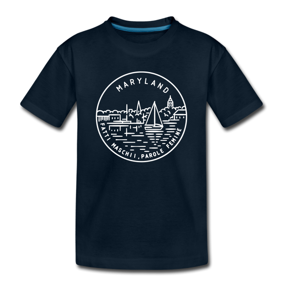 Maryland Toddler T-Shirt - State Design Maryland Toddler Tee - deep navy