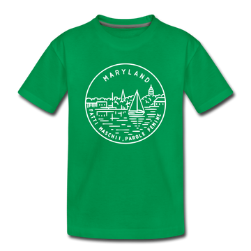 Maryland Toddler T-Shirt - State Design Maryland Toddler Tee - kelly green
