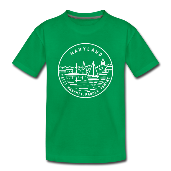 Maryland Toddler T-Shirt - State Design Maryland Toddler Tee - kelly green