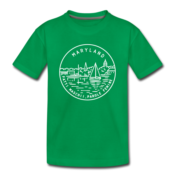 Maryland Toddler T-Shirt - State Design Maryland Toddler Tee - kelly green