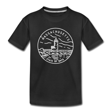 Massachusetts Toddler T-Shirt - State Design Massachusetts Toddler Tee - black