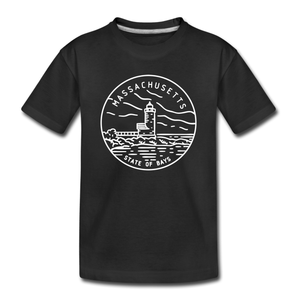 Massachusetts Toddler T-Shirt - State Design Massachusetts Toddler Tee - black