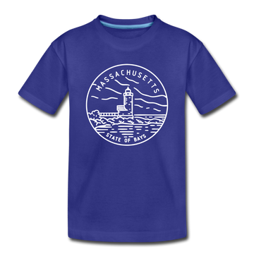 Massachusetts Toddler T-Shirt - State Design Massachusetts Toddler Tee - royal blue