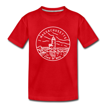 Massachusetts Toddler T-Shirt - State Design Massachusetts Toddler Tee - red