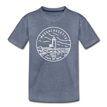 Massachusetts Toddler T-Shirt - State Design Massachusetts Toddler Tee - heather blue