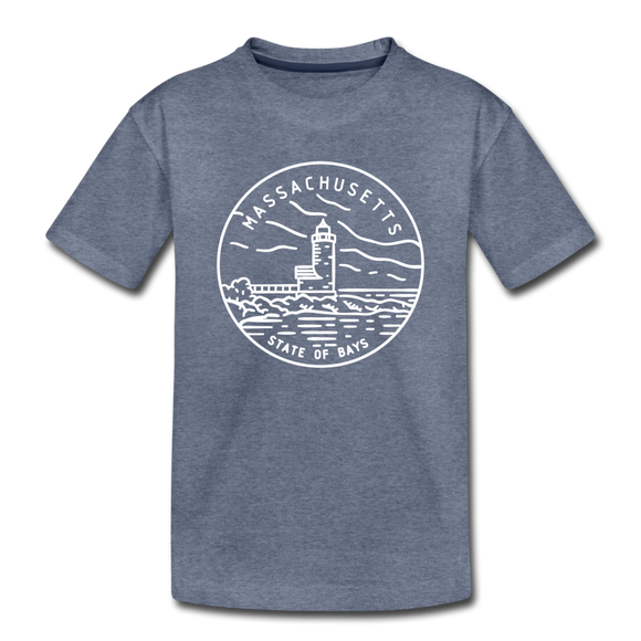 Massachusetts Toddler T-Shirt - State Design Massachusetts Toddler Tee - heather blue