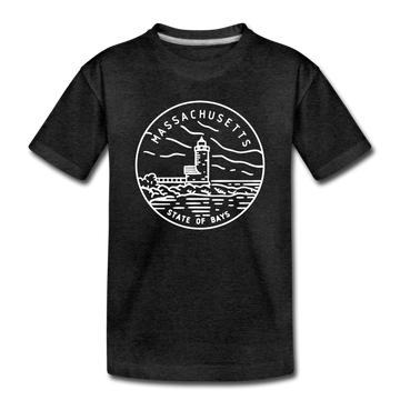 Massachusetts Toddler T-Shirt - State Design Massachusetts Toddler Tee - charcoal gray