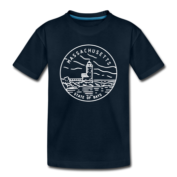 Massachusetts Toddler T-Shirt - State Design Massachusetts Toddler Tee - deep navy