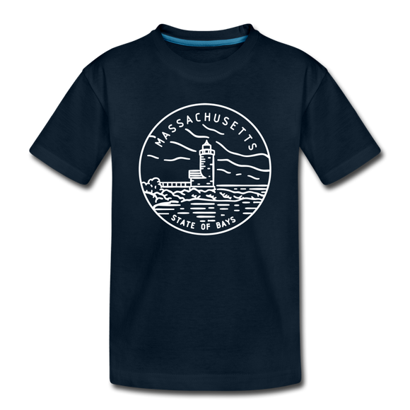 Massachusetts Toddler T-Shirt - State Design Massachusetts Toddler Tee - deep navy