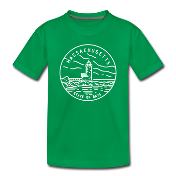 Massachusetts Toddler T-Shirt - State Design Massachusetts Toddler Tee - kelly green
