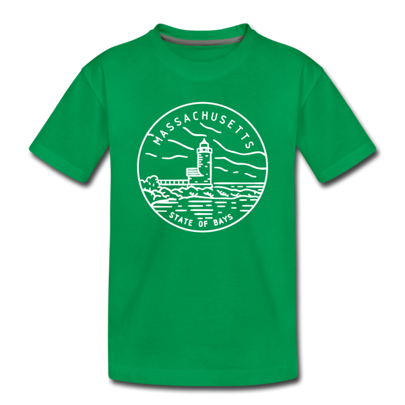 Massachusetts Toddler T-Shirt - State Design Massachusetts Toddler Tee - kelly green