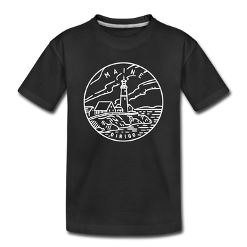 Maine Toddler T-Shirt - State Design Maine Toddler Tee - black