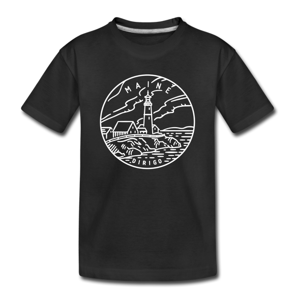 Maine Toddler T-Shirt - State Design Maine Toddler Tee - black