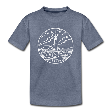 Maine Toddler T-Shirt - State Design Maine Toddler Tee - heather blue