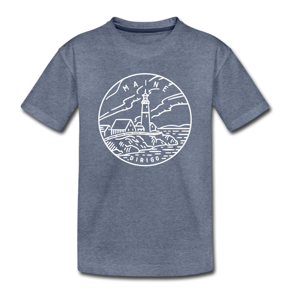 Maine Toddler T-Shirt - State Design Maine Toddler Tee - heather blue