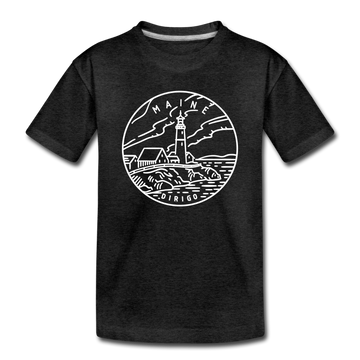 Maine Toddler T-Shirt - State Design Maine Toddler Tee - charcoal gray