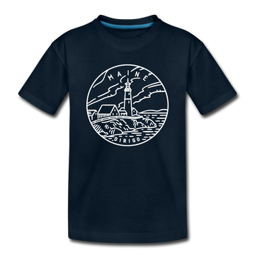 Maine Toddler T-Shirt - State Design Maine Toddler Tee - deep navy