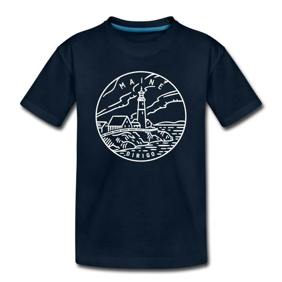Maine Toddler T-Shirt - State Design Maine Toddler Tee - deep navy