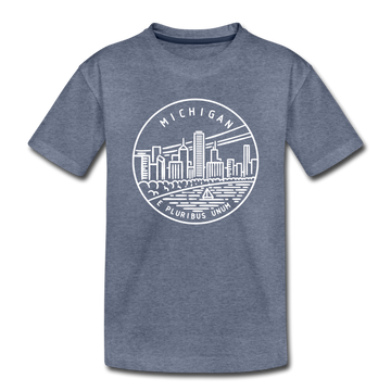 Michigan Toddler T-Shirt - State Design Michigan Toddler Tee - heather blue