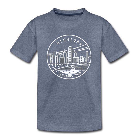 Michigan Toddler T-Shirt - State Design Michigan Toddler Tee - heather blue