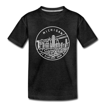 Michigan Toddler T-Shirt - State Design Michigan Toddler Tee - charcoal gray
