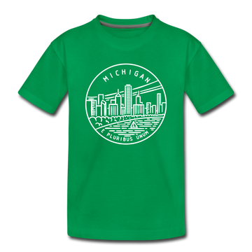 Michigan Toddler T-Shirt - State Design Michigan Toddler Tee - kelly green